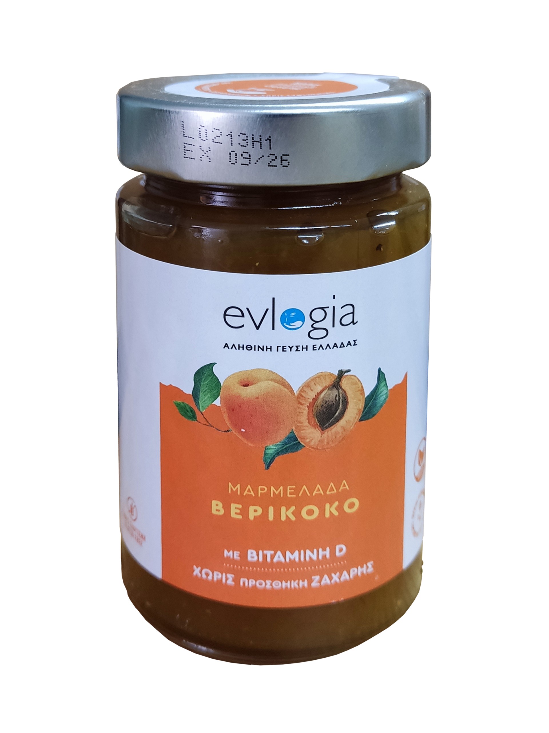Evlogia Μαρμελάδα Βερίκοκο με Βιταμίνη D Χωρίς Ζάχαρη 280γρ